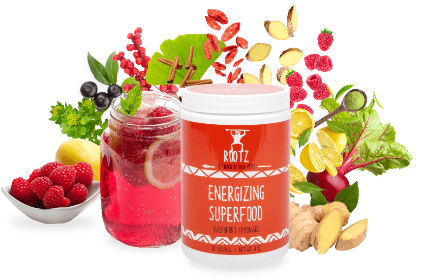 Rootz Energizing Superfood Raspberry Lemonade.